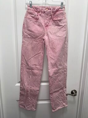 Good American Women’s Pink High-Rise Straight Leg Jeans
